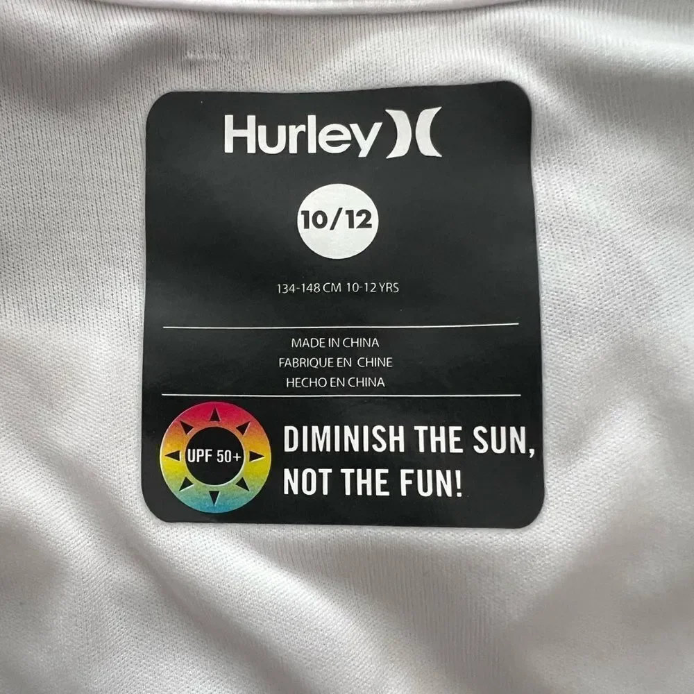 Hurley Kids White Rashguard with Rainbow Heart